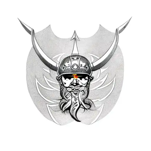 Viking with weed leaf and eagle tattoo design idea