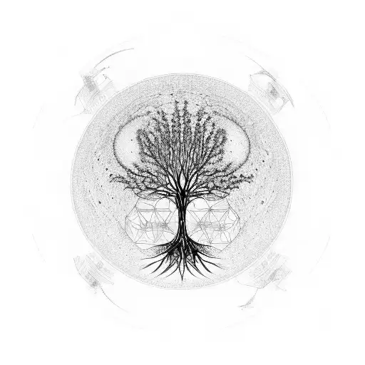 Tree of Life leading into galaxy that uses new James watt telescope images as inspiration tattoo design idea