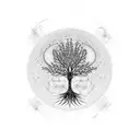 Tree of Life leading into galaxy that uses new James watt telescope images as inspiration tattoo design idea