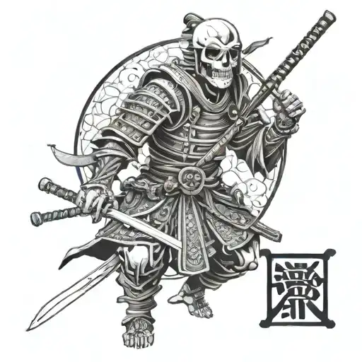 skeleton samurai for beginner tattoo design idea