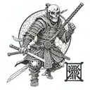 skeleton samurai for beginner tattoo design idea