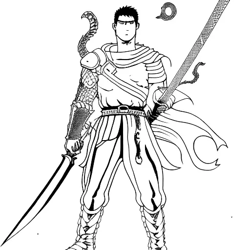 A sketch of Guts wielding the Dragon Slayer sword from Berserk tattoo design idea