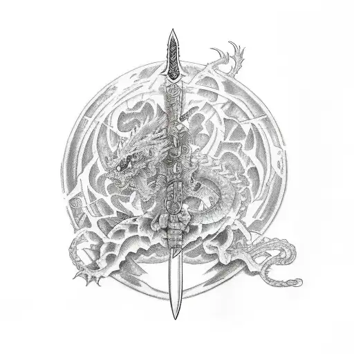 A sketch of Guts wielding the Dragon Slayer sword from Berserk tattoo design idea