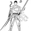 A sketch of Guts wielding the Dragon Slayer sword from Berserk tattoo design idea