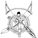 A sketch of Guts wielding the Dragon Slayer sword from Berserk tattoo design idea