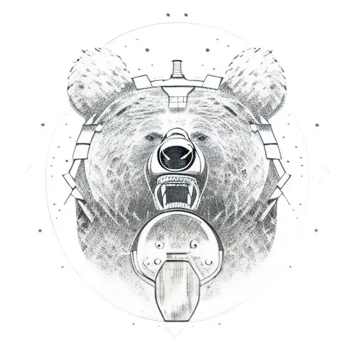 bear in ox samurai costume tattoo design idea