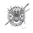 spider with an 8 and bow arrow  tattoo design idea