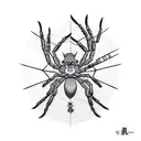 spider with an 8 and bow arrow  tattoo design idea
