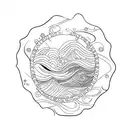 A stock market graph transformed into an intricate ocean wave tattoo design idea