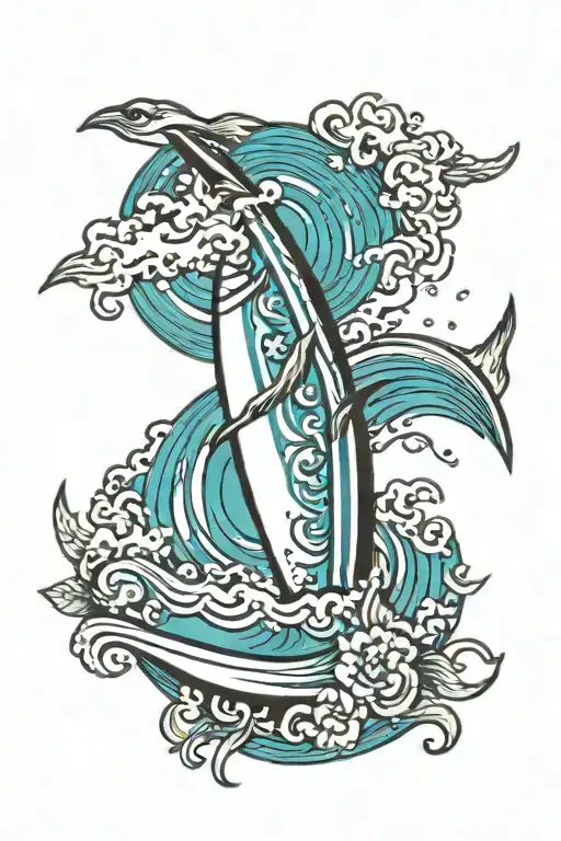surf tattoo design idea