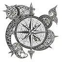 moral compass with nautical theme tattoo design idea