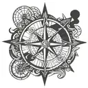 moral compass with nautical theme tattoo design idea