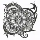 moral compass with nautical theme tattoo design idea
