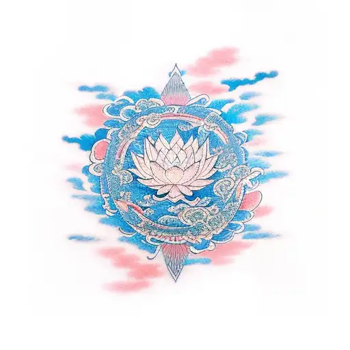 Lotus petals forming the shape of a rising phoenix in a japanese style tattoo design idea