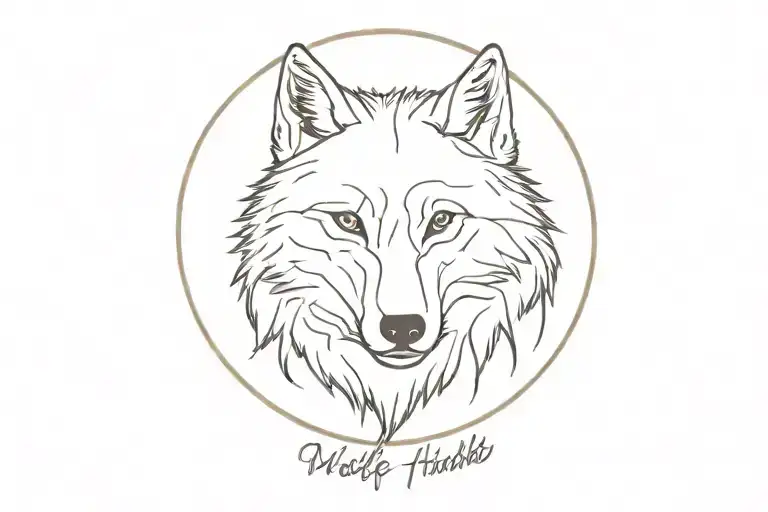Wolf, humility, nature, simple, outline, no color  tattoo design idea