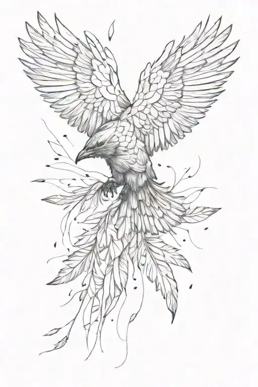 small crow and falling feathers tattoo design idea
