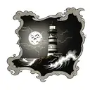 Lighthouse stormy condition tattoo design idea