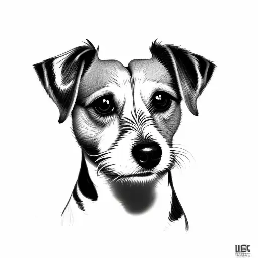 FoxTerrier Dog Portrait Tattoo Design – Tattoos Wizard Designs