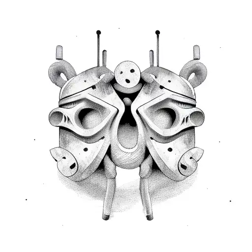 two masks tragicomedy tattoo design idea