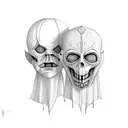 two masks tragicomedy tattoo design idea