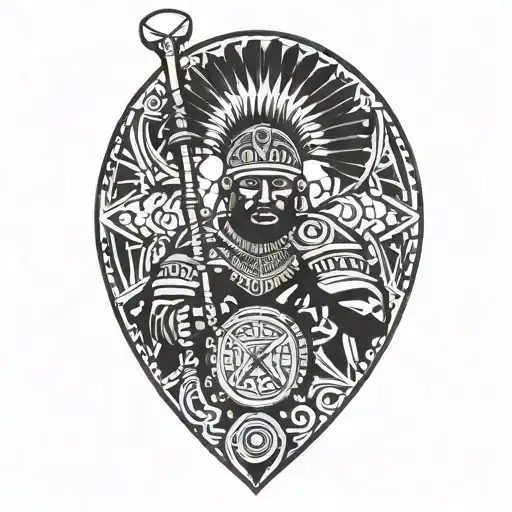 kikuyu tribe inspired tattoo depicting an african warrior preparing for war holding a spear and shield tattoo design idea