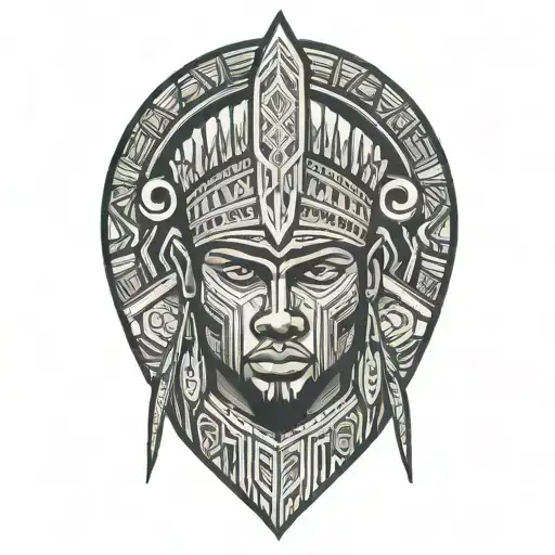 kikuyu tribe inspired tattoo depicting an african warrior preparing for war holding a spear and shield tattoo design idea