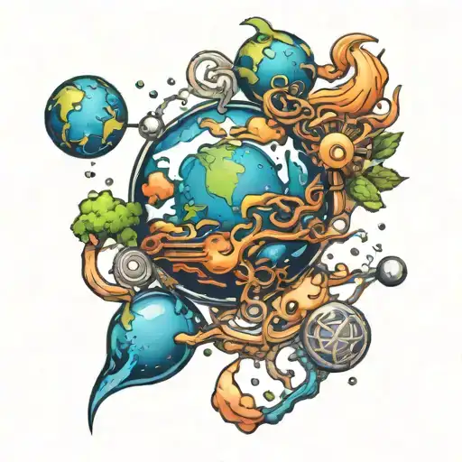 Psychedelic artwork of chemistry earth tattoo design idea