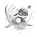 celestial sleeve including the moon, clouds, fairies. make it beautiful and ethereal tattoo design idea