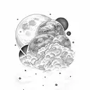 celestial sleeve including the moon, clouds, fairies. make it beautiful and ethereal tattoo design idea