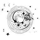 celestial sleeve including the moon, clouds, fairies. make it beautiful and ethereal tattoo design idea