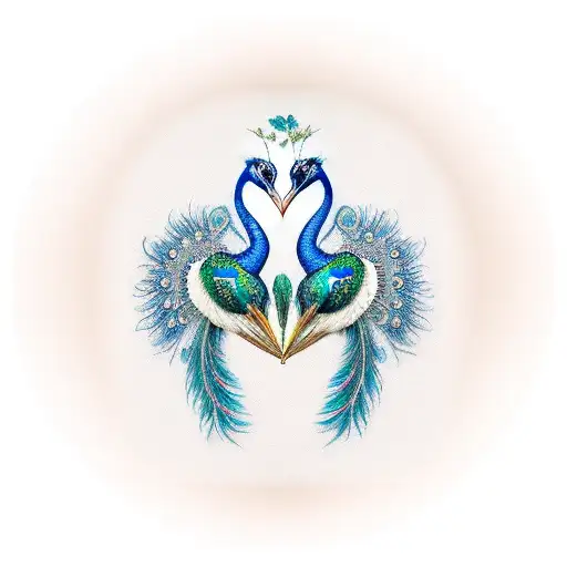 South African Blue Crane and Indian Peacock under the Tree of Life tattoo design idea