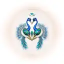 South African Blue Crane and Indian Peacock under the Tree of Life tattoo design idea