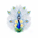 South African Blue Crane and Indian Peacock under the Tree of Life tattoo design idea