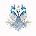 South African Blue Crane and Indian Peacock under the Tree of Life tattoo design idea