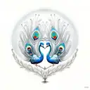 South African Blue Crane in foreground and Indian Peacock in background staggered tattoo design idea