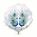 South African Blue Crane in foreground and Indian Peacock in background staggered tattoo design idea