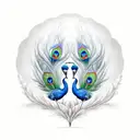 South African Blue Crane in foreground and Indian Peacock in background staggered tattoo design idea