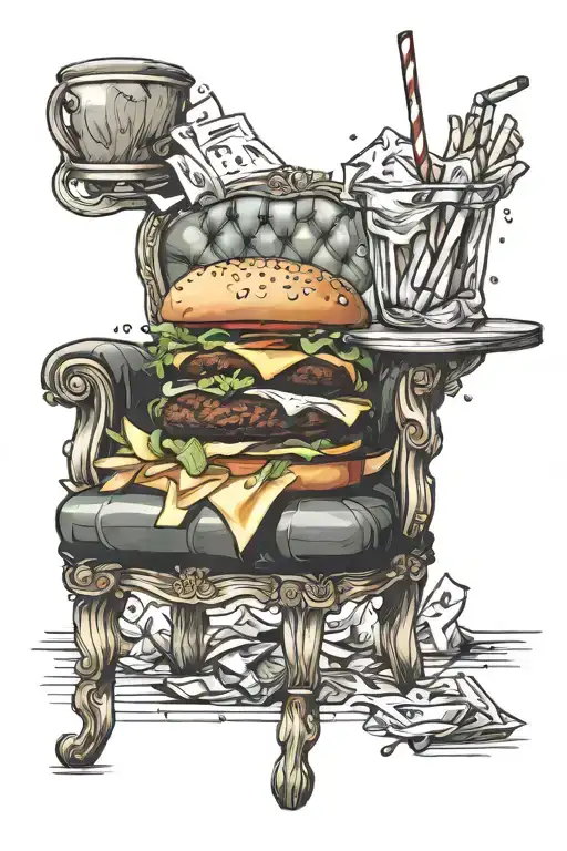 hamburger drink fries chair  tattoo design idea