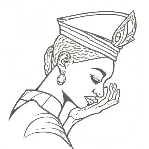African queen holding her son while fixing the crown on his head tattoo design idea