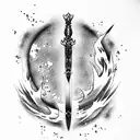 Japanese devil sword tattoo design idea