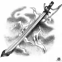 Japanese devil sword tattoo design idea