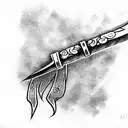 Japanese devil sword tattoo design idea