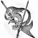 Japanese devil sword tattoo design idea