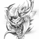 Japanese devil tattoo design idea