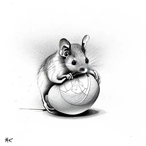 dormouse hatching from an egg that looks like the world  tattoo design idea