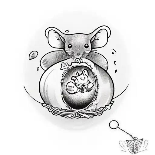 dormouse inside egg that looks like the world  tattoo design idea