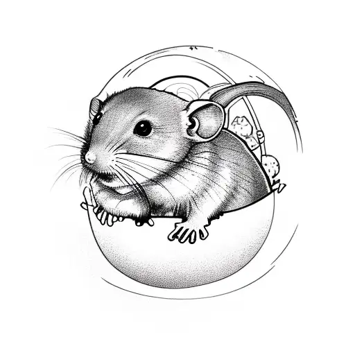 dormouse inside egg that looks like the world  tattoo design idea
