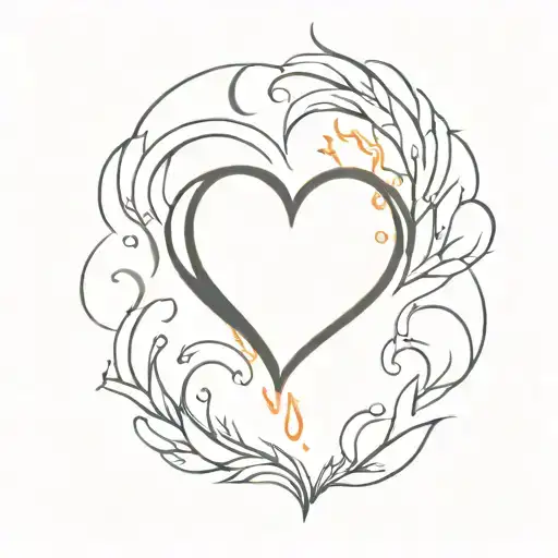 heart on fire tattoo design idea