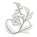 lily of the valley with the name Ember  tattoo design idea