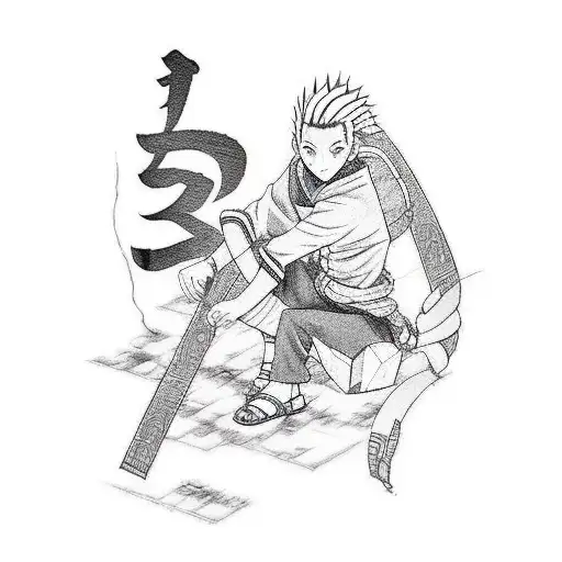 Design a Shikamaru tattoo that incorporates his strategic mind, love for shogi, and connection to nature. tattoo design idea